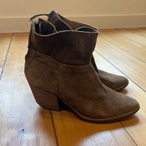 Chocolate brown suede heeled booties